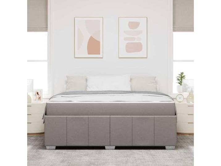 KTHLBRH Bett mit Matratze Taupe 180 x 200 cm Stoff Lattenrost, Struktur aus Holz, einfache Montage, 280 kg