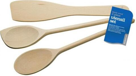 KitchenCraft set van drie houten lepels, bruin