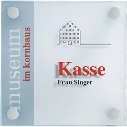 Schild I Raumschild Galerie, ESG-Glas, 150x150 mm, Lieferung inkl.Befestigungsmaterial