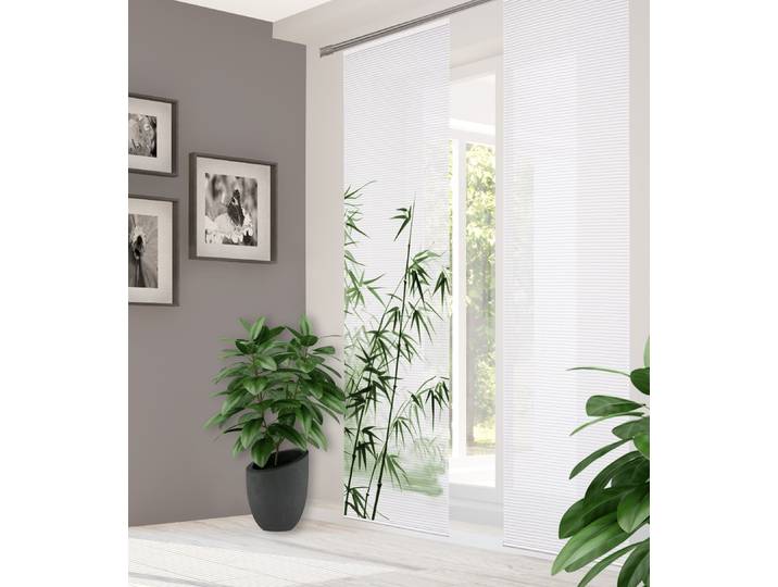 Schiebegardine HOME IN GREEN RUFUS Gr. 1, grün, B:60cm H:245cm, Polyester, Gardinen, Schiebegardine, Bambusoptik, recycelt, Digitaldruck
