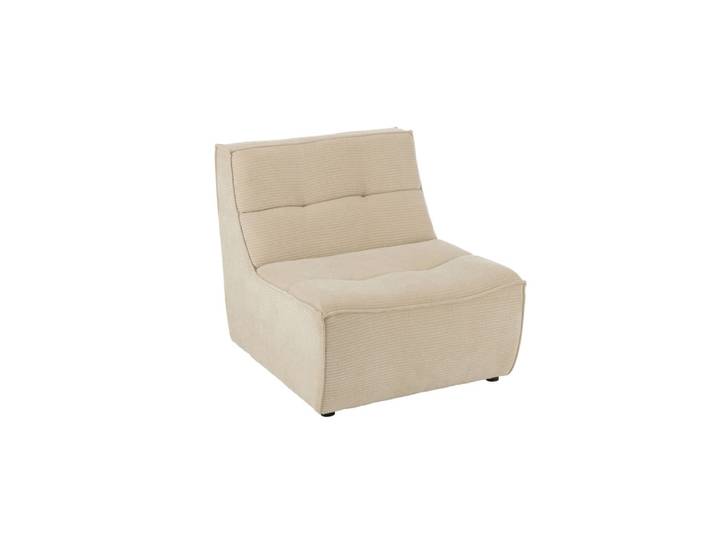 Fauteuil chauffeuse lounge en velours côtelé beige