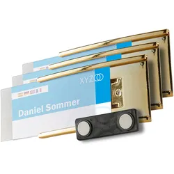 10 Namensschilder MEET, magnetisch gold, Kunststoff