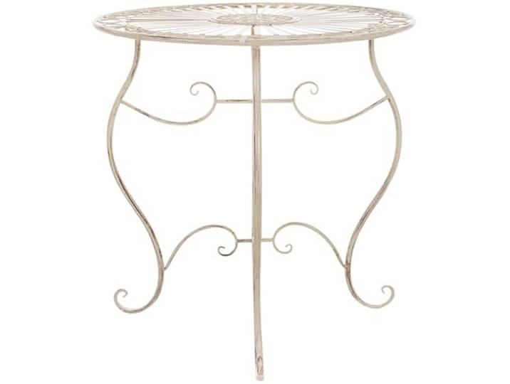 CLP Eisentisch Indra Metalltisch im nostalgischen Design für Garten & Balkon runder Bistrotisch wetterfest & pflegeleicht, Farbe: antik-Creme