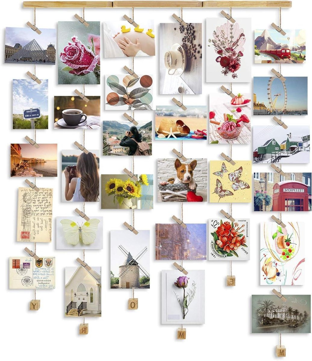 Houten Fotolijst Collage met 30 Klemmen voor Wanddecoratie