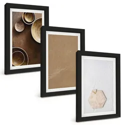 BILDER SET 3er Set - 20x30 cm Schwarzer Rahmen - Minimalistische Texturen und Farben