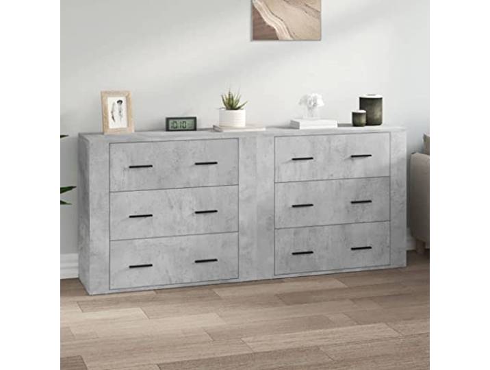 RJPLMFV Anrichten, 2 Stück, grau, Beton, Holz, Technik Langlebiges Aufbewahrungsmöbel, feuchtigkeitsbeständige Oberfläche, Ausstellungsregal, Wandbefestigung inklusive