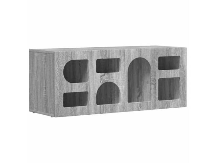 GHVBNMF TV-Schrank Graues Sonoma 100x35x40 cm Holzwerkstoff Lowboard Praktische Fernsehkommode mit 7 Regalfächern für Wohnzimmer und Schlafzimmer. Ordnung für Receiver, Konsolen und Medien.