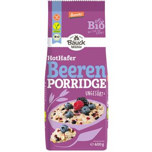 Bauckhof Haferbrei HotHafer Beeren Porridge demeter, BIO, ohne Zuckerzusatz, mit Korinthen & Beeren, vegan, 400 g