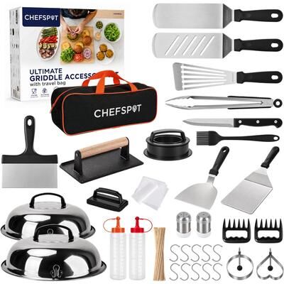 CHEFSPOT 233-Piece Stainless Steel Griddle Accessories Kit with Carry Bag