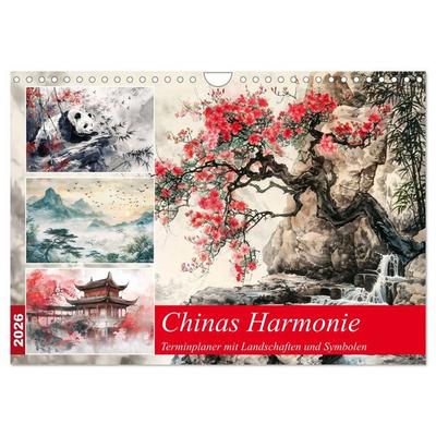 Chinas Harmonie - Terminplaner mit Landschaften und Symbolen (Wandkalender 2026 DIN A4 quer), CALVENDO Monatskalender