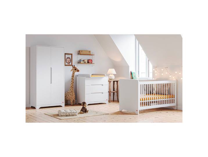 Chambre complète lit bébé 60x120 commode à langer et armoire 2 portes Vox Ova Blanc