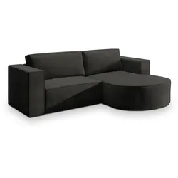 ECKSOFA SORELA M R-S Schwarz Velours-Stoff mit Schlaffunktion