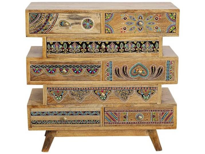 Kare Design Kommode Menorca Butterfly, Braun, Kommodenschrank, Schrank, Aufbewahrung, mit 8 Schubladen, Mango Massivholz, Schlafzimmer, 65x65x30 cm (H/B/T)