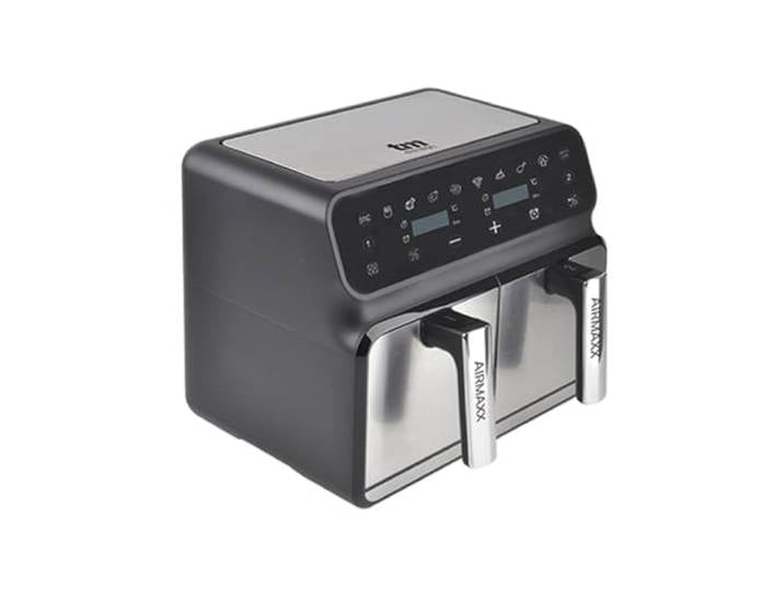 TM Electron TMPFR200 AIRMAXX Ölfreie Fritteuse mit Doppelfach, 8L Gesamtkapazität (4L+4L), SYNC- und MATCHCOOK-Funktionen, Antihaftbeschichtung, 8 Programme, Touchscreen, 1700 W