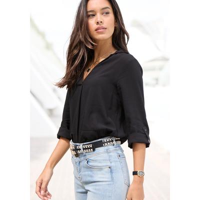 LASCANA "mit tiefem V-Ausschnitt aus weich fließender Viskose" Bluse mit 3/4-Ärmeln, Damenbluse für den Alltag oder festliche Anlässe