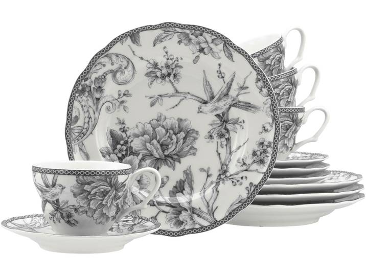 Kaffeeservice CREATABLE Adelaide, Service 12-tlg. , grau, 12, Porzellan, Geschirr-Sets, Kaffeeservice, Nostalgischer Vintage Dekor, Elegante Form