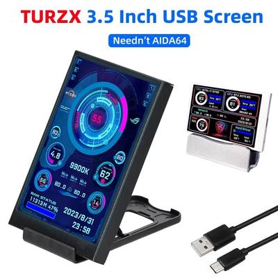 3.5" Type C IPS USB Secondary Display Real Time PC Monitor For CPU, GPU, RAM, And HDD Usage black