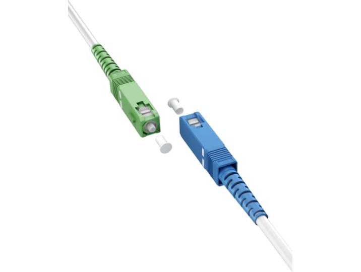 goobay Glasvezelkabel (FTTH) / Single-mode (OS2) Simplex/SC APC (8°) mannelijk naar SC-UPC (8°) mannelijk/glasvezelkabel /, Wit, 1 mètre