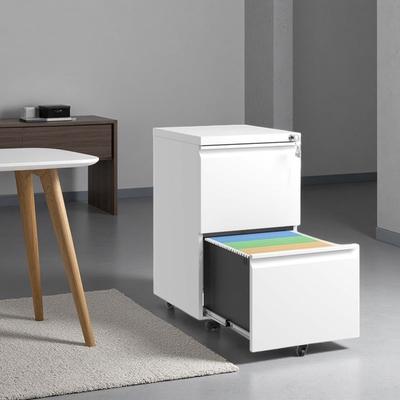VIVIADORE 2 Drawer Metal File Cabinet with Lock,Mobile Metal Filing Storage Cabinet with Hanging Bar,with 5 Casters and Anti-Tip Design