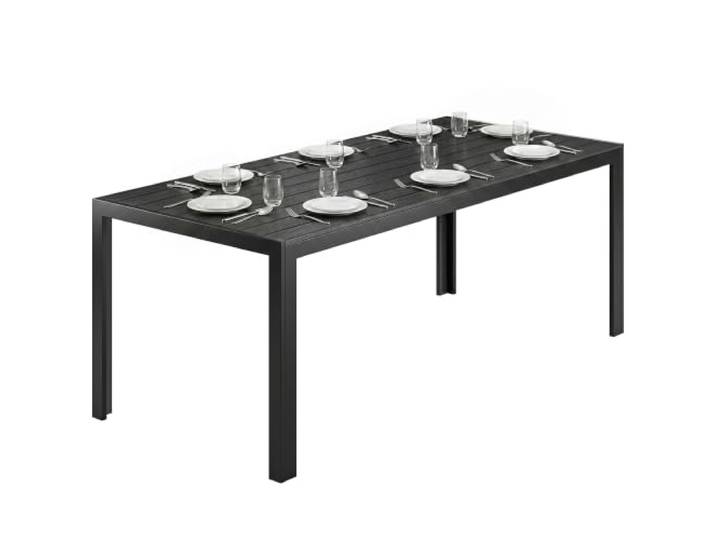Outsunny Gartentisch Kunststoff UV-&Wetterfest 190 x 84,5 x 72 cm Schwarz
