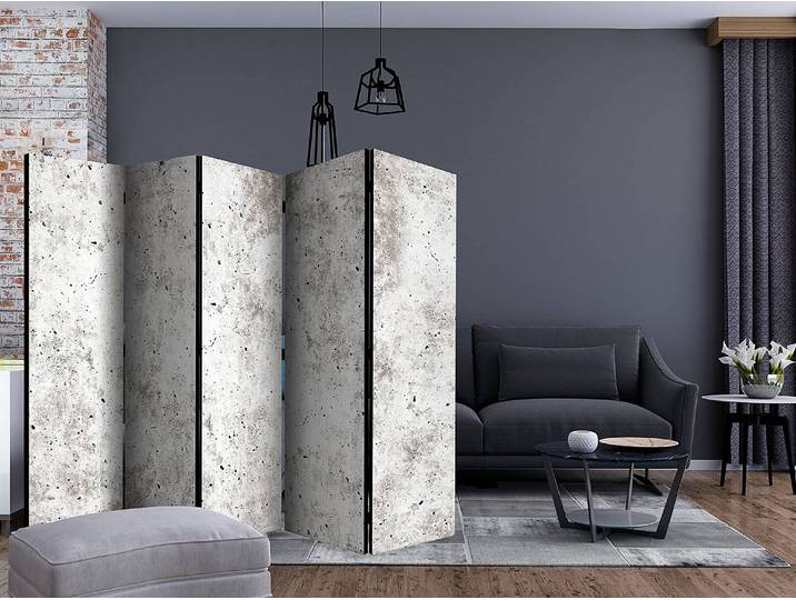 Paravent Urban Style Concrete 1 côté Intissé sur bois massif Gris 225 x 172 x 3cm