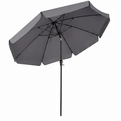 COSTWAY Sonnenschirm 300cm, mit Volant, Kurbel & 8 Glasfaser-Rippen, 30° knickbar, Terrasse, Markt.