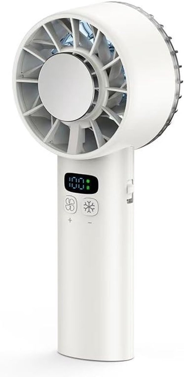 Mini Turbine Handventilator met 5200mAh Oplaadbare Accu en 100 Snelheden, Wit
