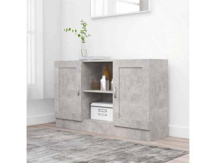 RJPLMFV Anrichte, grau, Beton, 120 x 30,5 x 70 cm, Holz, Technik 2 Fächer, 2 Türen, feuchtigkeitsbeständig, Wandbefestigung inklusive