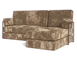 ECKSOFA NOTIA modulares Boneless Sofa mit Schlaffunktion Beige Kordstoff