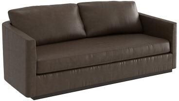 Kerstin Leather Sofa - Taupe Leather, Taupe Flannel - Ballard Designs