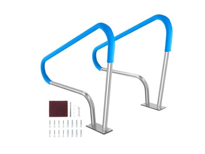 VEVOR Rampe Piscine\, 1220x905 mm\, Main Courante Piscine Acier Inoxydable avec Plaque de Base\, 2PCS Barre d'Appui Sécurité Antirouille\, Accessoires\, pour Piscines\, Intérieur\, Extérieur\, Terrasses\, Spas