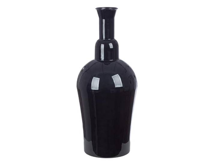 GILDE Vase Filu aus Metall - schwarz glänzend - Höhe 55cm x Breite 25cm - Dekovase