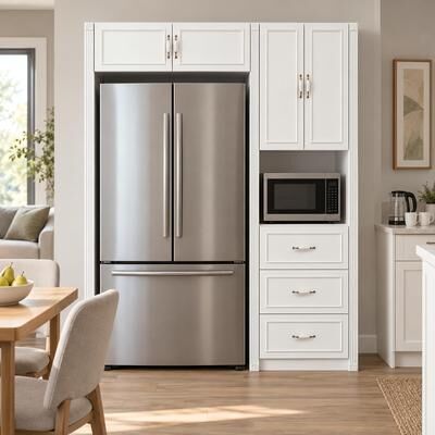 FUFU&GAGA "66.5"" W Classic White Kitchen Pantry Cabinet,Refrigerator and Microwave Cabinet"