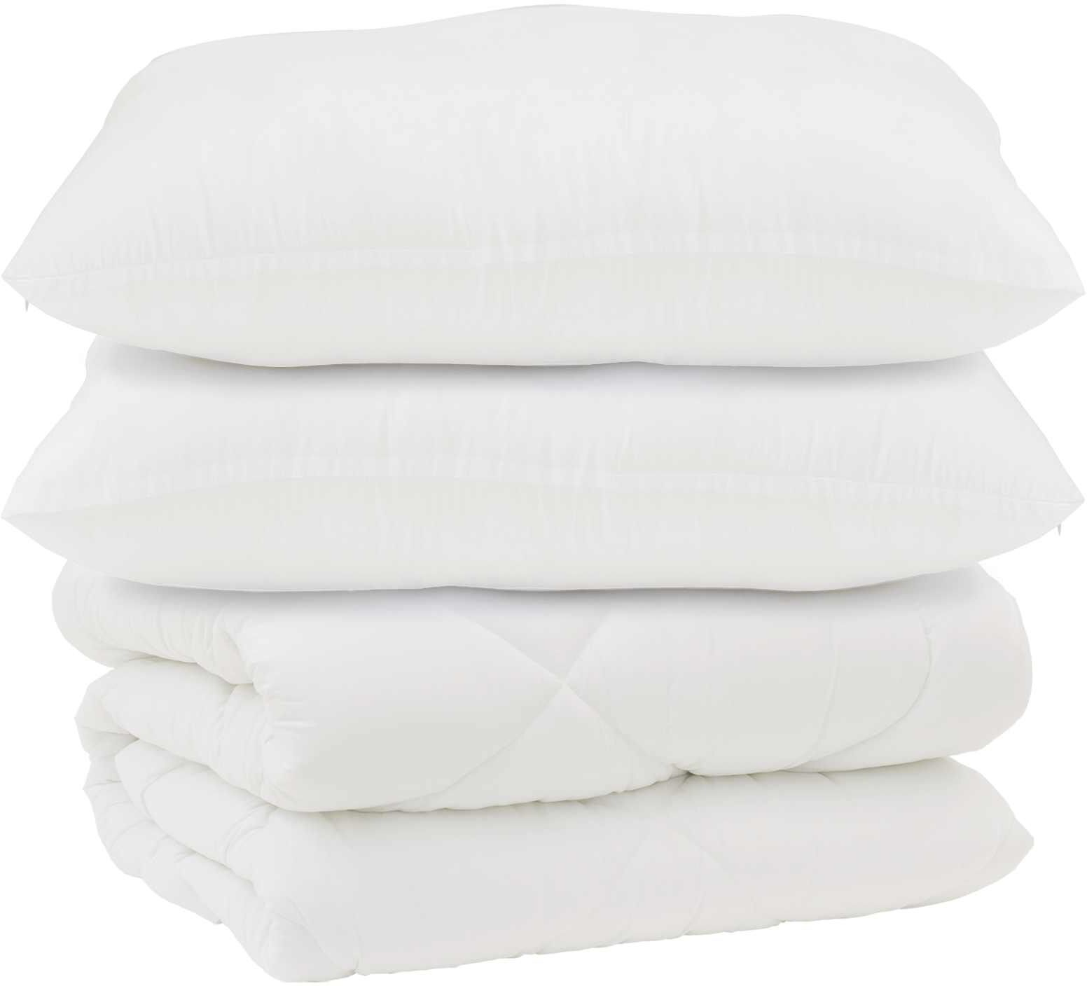 vidaXL Couette avec Oreillers 3 pc Blanc Microfibre et Plumes D'oie