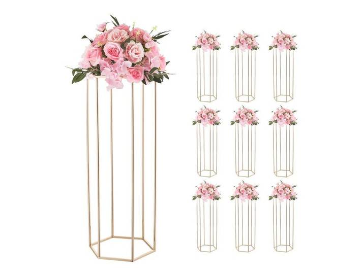 Support Fleur Mariage Colonne-VEVOR-Lot de 10-Présentoir Floral Hexagonal Cubique-80 cm