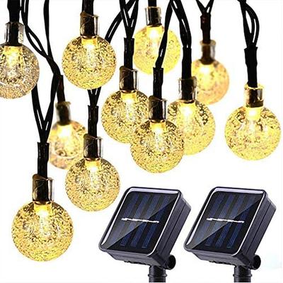 Solar Lichterketten LED Outdoor Solarleuchten 2 Stück 20 LED 5m Solar Terrasse Gartenleuchten mit 8 Modi wasserdichte Kristallkugel Lichterketten für Terrasse Rasen Party Hochzeit Garten Dekorationen