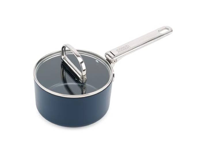 Joseph Joseph Space Casserole 15cm avec Couvercle\, Poignée Pliable\, Gain de Place\, Induction & Four\, Revêtement Céramique