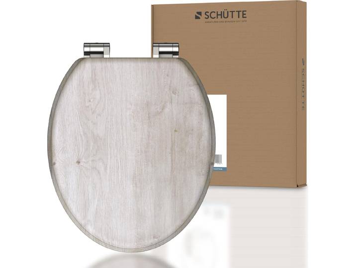 Abattant de toilette SCHÜTTE MDF BOIS CLAIR\, abattant de toilette avec fermeture souple et noyau en bois\, abattant de toilette avec motifs imprimés