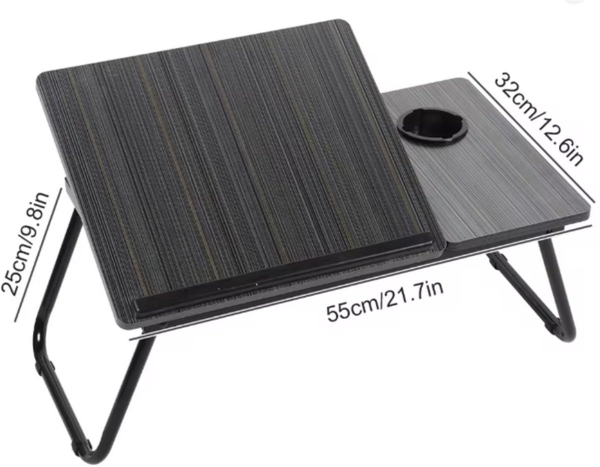 Comfora Opvouwbare Laptoptafel voor Bed - Verstelbare Bedtafel met Bekerhouder - Grijs