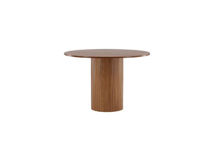 Venture Home Esstisch Bianca, runder Esstisch Ø 110 cm in Walnuss mit gerippter Basis, Esszimmertisch, MDF, Furnier, Säulenfuß gerippt, edel, einladend