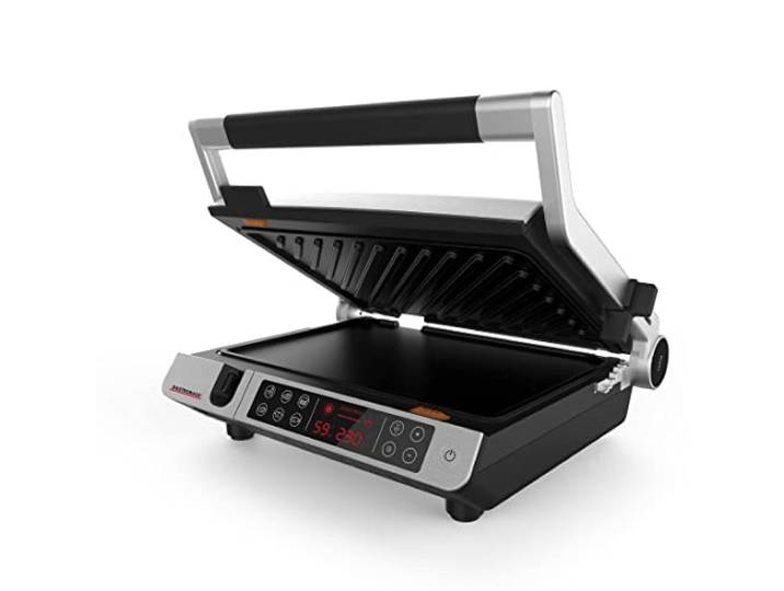 GASTROBACK Gastroback 62539 Design BBQ Advanced Control, Kontaktgrill, Tischgrill, BBQ, Innengrill, aufklappbar, Thermometerfühler, 60-Minuten-Timer, 6 Grillprogramme, Grillplatten spülmaschinenfest