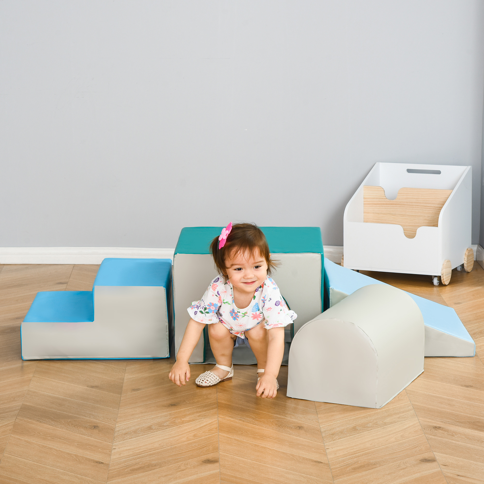 Homcom Set 4 Blocchi di Costruzioni Morbidi per Bambini da 1-3 Anni Modulabile, Multicolore