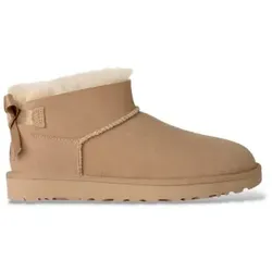 UGG für Damen. 1185491 Leder-Stiefeletten Ultra Mini Bailey Bow beige (37), Wohnung, Keine, Lässig, Heimtextilien
