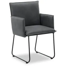 MAISON Stuhl Bochum Leder Grau