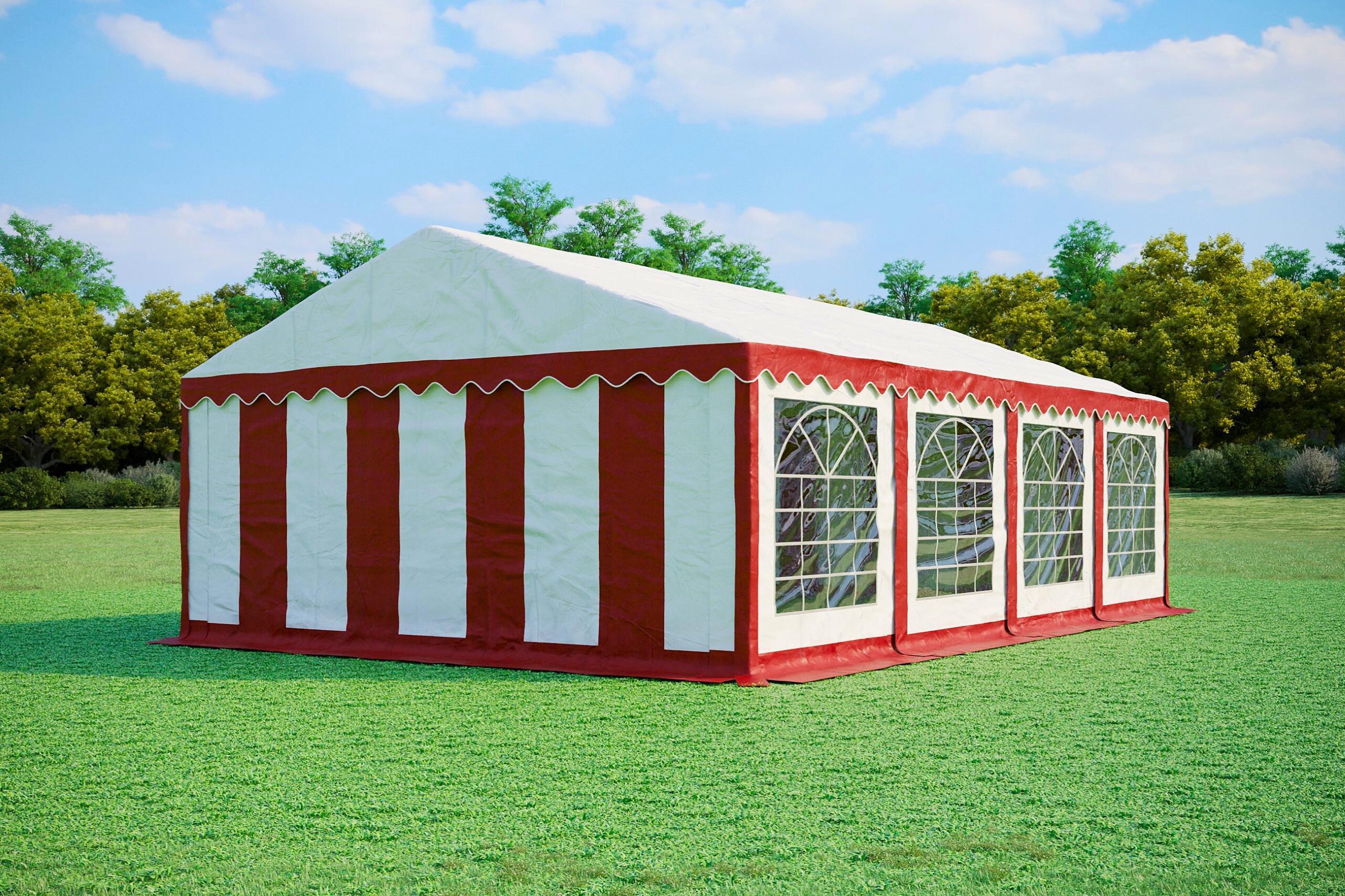 Partyzelt 5x8m - PVC Premium Feuerfest - Rot und Weiß