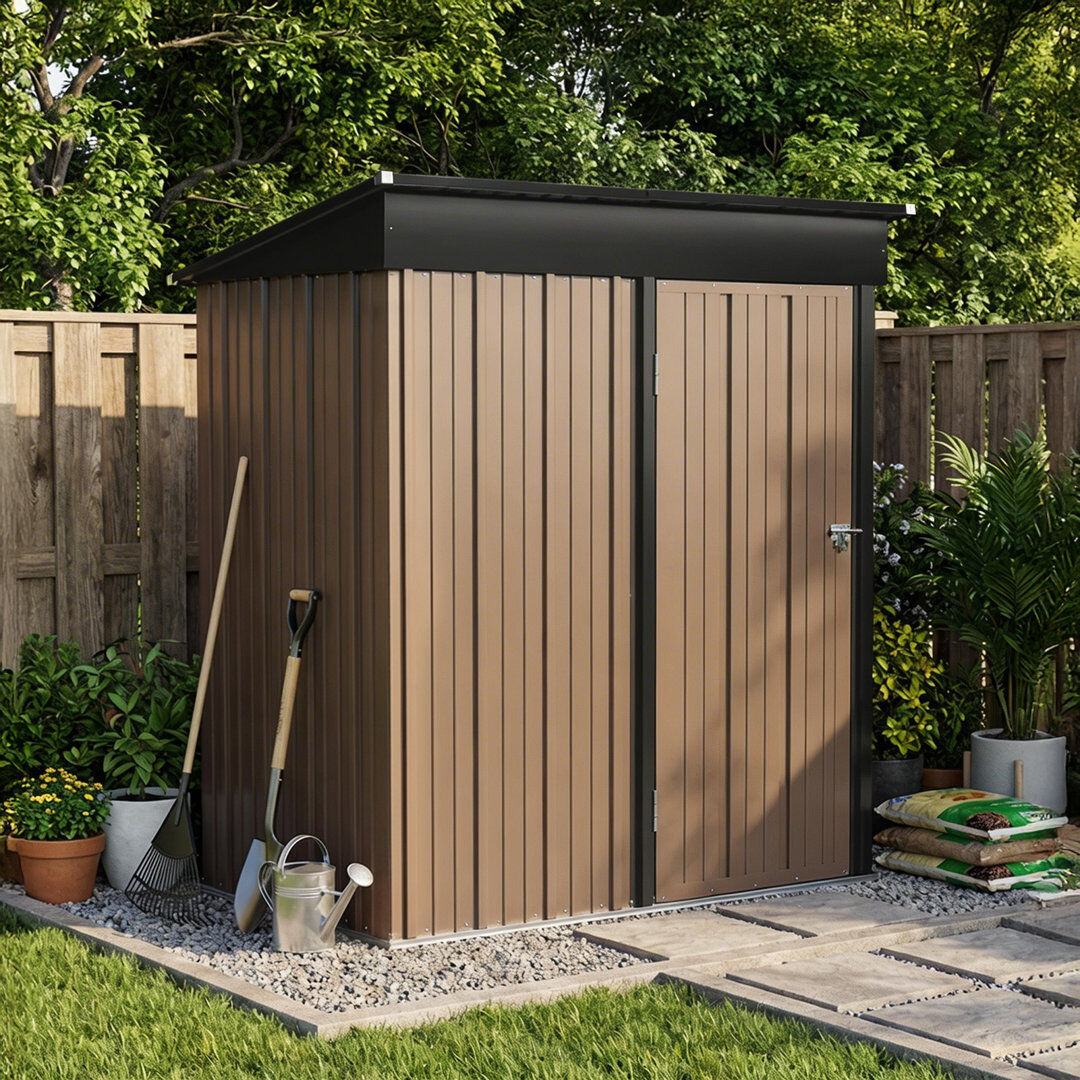 Garden Sanctuary Brown & Black Economy Tool Storage Shed Black;Brown 161cm W X 95cm D X 181cm H