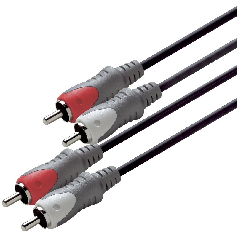Scanpart luidsprekertulpkabel 2x RCA (M-M) - 2,5m - Zwart