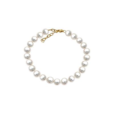 Armband VIVANCE "375/- Gelbgold Süßwasserzuchtperle 6,5-7mm", gelb, Armbänder, Damen, 18+3cm, Gold, glänzend, Armband