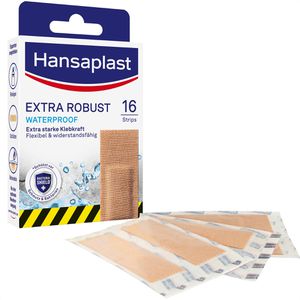 Hansaplast Pflaster Extra Robust, 16 Strips, wasserfest, elastisch, atmungsaktiv, 7,6 x 2,6cm