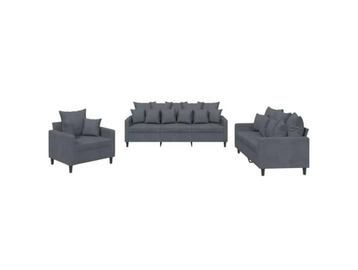 Todiikf 3-Teiliges Sofa Set Samt Couch Garnitur Dunkelgrau mit Kissen Komfortables Polstermöbel Set für Wohnzimmer und Loungebereich, inklusive 21 Kissen und stabiler Metall-Unterkonstruktion.